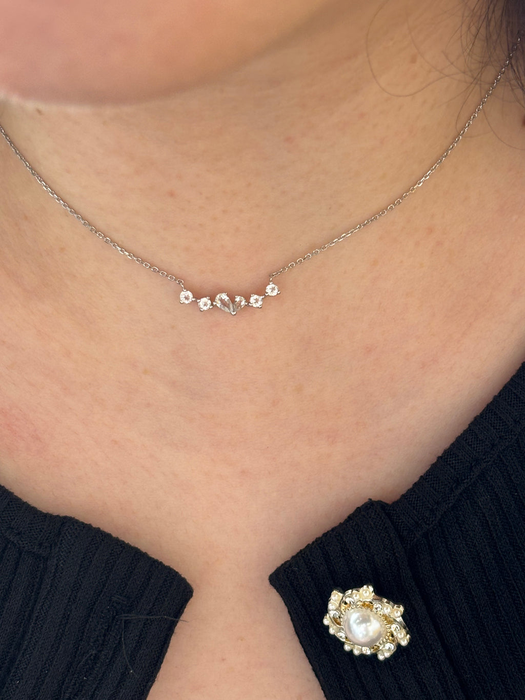 Twinkling Heart Necklace- Silver